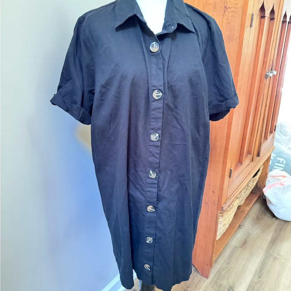 Who What Wear Black Button-Up Dress